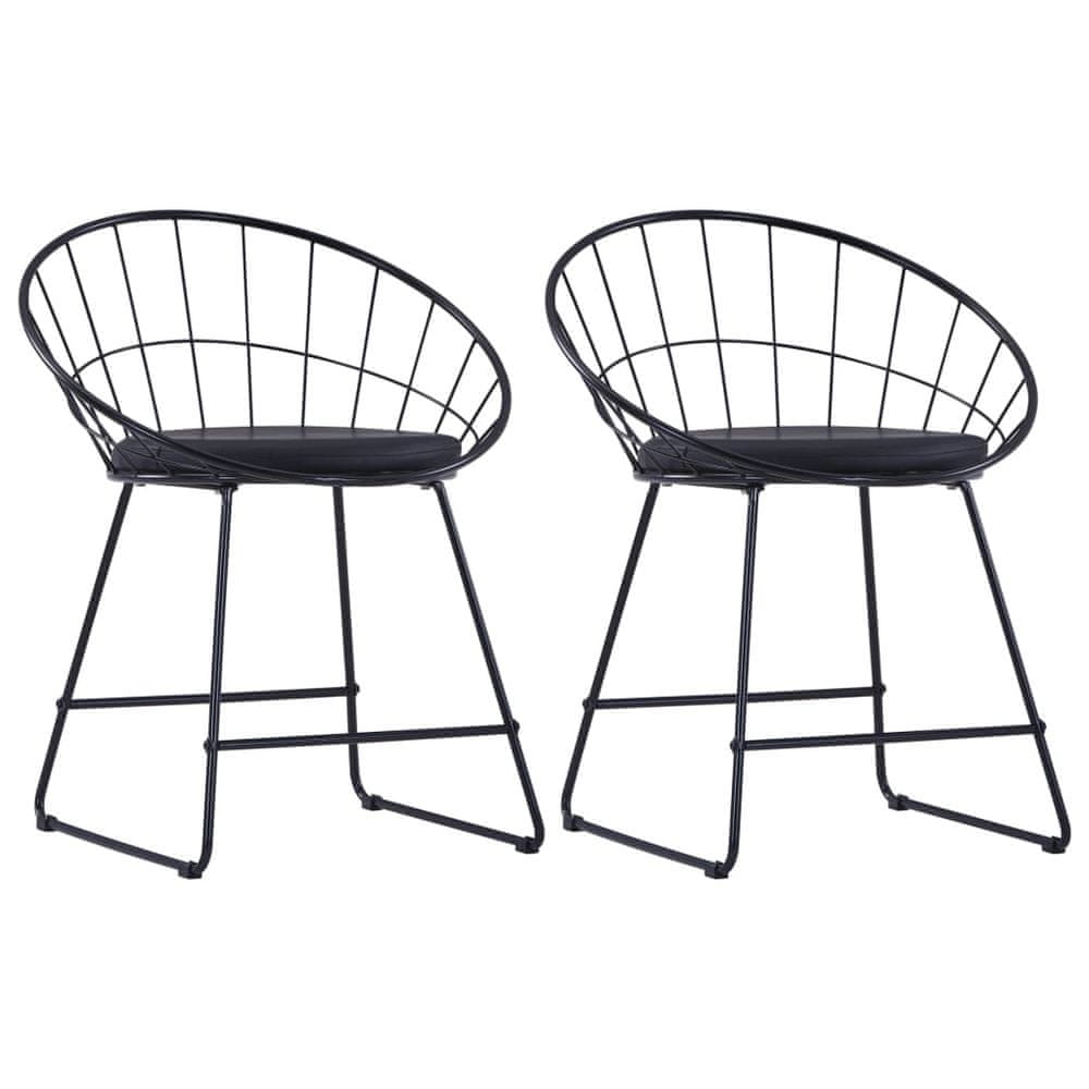 Petromila vidaXL Jedálenské stoličky, sedadlá z umelej kože 2 ks, čierne, oceľ